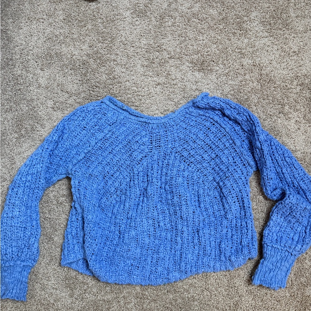 Free People Cozy Blue Knit Sweater